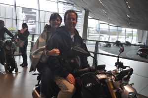 Ilise and I on a BMW motorcycle at BMW Welt